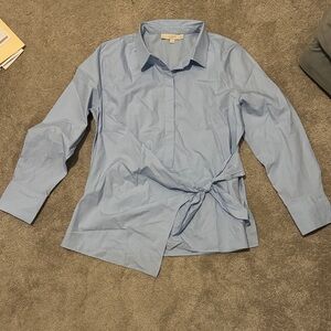 LOFT Light Blue Women's Tie-Front Dress Shirt